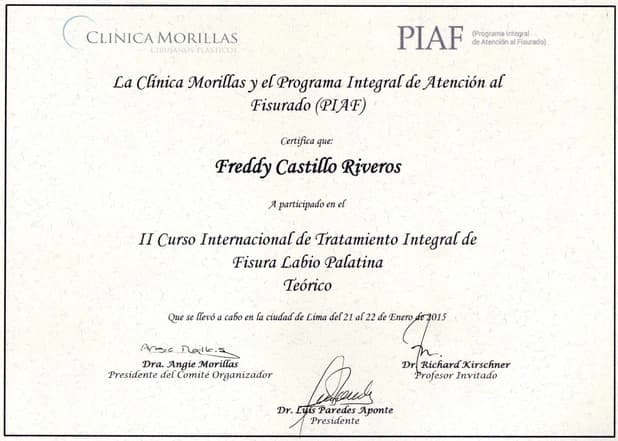 Tratamiento Integral de Fisura Labio Palatina del Dr. Freddy Castillo