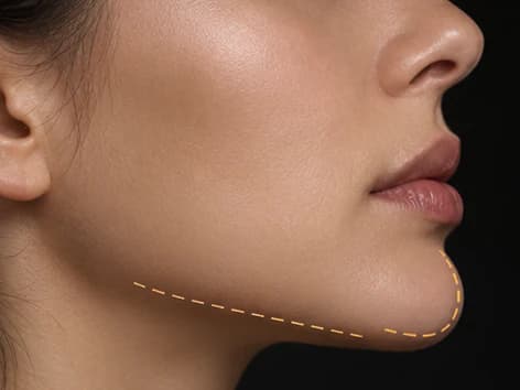 Mentoplastia en Lima: perfil con marcación del mentón y el contorno mandibular para equilibrar el rostro con el Dr. Freddy Castillo